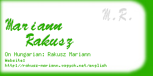 mariann rakusz business card